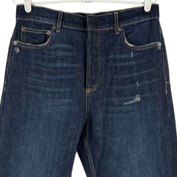 Zara Women Distressed Slim Full-Length Straight Leg Mid Rise Blue Jeans Sz 6 NWT - Picture 3 of 16